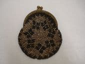 19 th Century Chatelaine Purse with Black and Bronze coloured Beadwork  (SOLD)