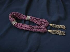 19 th Century Miser's Purse - Burgundy Red with Steel Ring (SOLD)