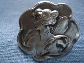 1900 -1910 Continental Standard Silver Art Nouveau Fairy Button (SOLD)