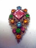 1920's - 1930's Dress Clip - Bohemian Filigree with Large Pink Square Jewel (SOLD)