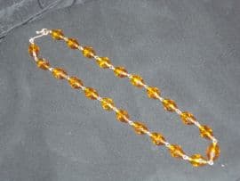 1920's/'30's Faceted Amber Glass Necklace on Rolled Gold Wires(SOLD)