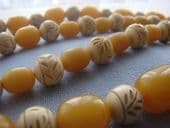 1920's Flapper Necklace  -  Faux Amber and Cream Beads (sold)