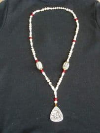 1920's  Pressed Glass Flapper Bead Necklace with Elephants (SOLD)