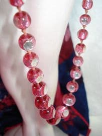 1920's Venetian Foil Glass Bead Flapper Necklace - very rare (SOLD)