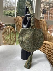 1920s  Evening Purse with Tassel - hand made crochet silk thread