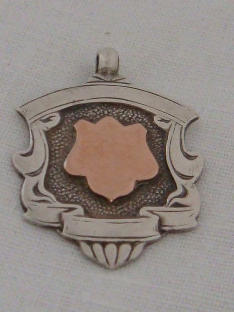 1920s Silver Watch Fob Medal with Rose Gold Cartouche - Hallmarked ...