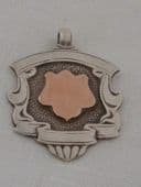 1920s Silver Watch Fob Medal with Rose Gold Cartouche - Hallmarked Birmingham 1929