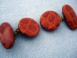 1930's - 1940's Mock Croc Leather Cufflinks (SOLD)