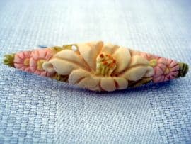 1930's Art Deco Carved Bone Flower Brooch with Lily and Daisies (SOLD)