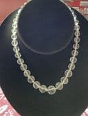 1930's Art Deco Necklace - Real Rock  Crystal Bead Necklace