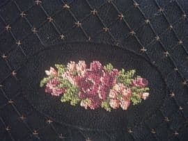 1930's Black Crepe Clutch Purse with Austrian Petit Point Embroidery