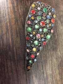 1930's Bohemian Filigree Dress Clip of Large Size - Antique with Bright Jewels