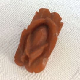 1930's Carved Rose Bud Dress Clip -  Bakelite in Amber Colour
