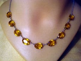 1930's Sterling Silver and 'Amber' Crystal Necklace (SOLD)