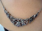 1930's Sterling Silver and Marcasite Floral Necklace (SOLD)