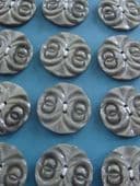 1930s/40s Art Deco Buttons - Carved Early Plastic - Light Grey - Unused on Original Sales Card (sold)