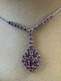 1930s Art Deco Necklace -Pink Open Set Crystal