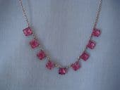1930s Art Deco Necklace -Silver and Pink Crystal Squares (SOLD)