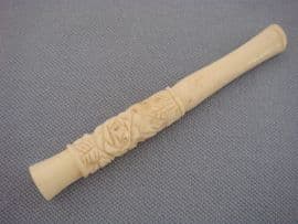 1930s Cigarette Holder - Carved Oxbone - Floral Decoration     (SOLD)