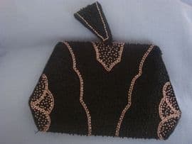 1930s Clutch Purse - Black with Bronze and Black Beadwork (sold)