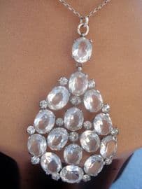 1930s Crystal Pendant on later Silver chain (SOLD)