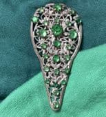 1930s Green Jewelled Bohemian Filigree Dress Clip