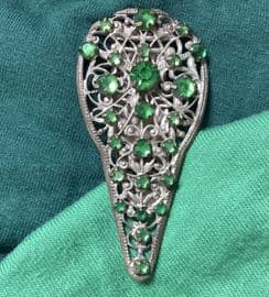 1930s Green Jewelled Bohemian Filigree Dress Clip