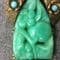 1930s Oriental Dress Clip likely Neiger set with Faux carved Jade and Faux Turquoise Jewels