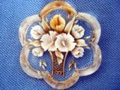 1940's/1950's Reverse Carved Lucite 'Vase of Flowers' Brooch (sold)