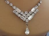 1940's Diamante Drop Necklace - Art Deco Vintage Diamante (Sold)