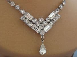 1940's Diamante Drop Necklace - Art Deco Vintage Diamante (Sold)