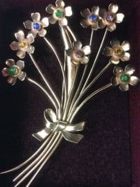 1940's Signed Coro, USA Romantic tied flower brooch in Gold on Sterling Silver (SOLD)