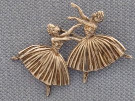 1940's Silver Brooch - Two Ballet Dancers - Sterling Silver Ballet Pin (Sold)