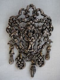 1940s - 1950's Cherub Brooch with Dangling Charms signed 'Miracle'