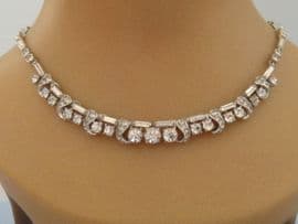 1940s - 1950s Diamante Necklace with Baguette Stones (SOLD)
