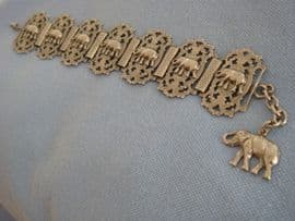 1940s -1950s Elephant Bracelet - White Metal Panel Style Bracelet (Sold)