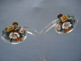 1940s - 1950s Floral Earrings - Reverse Carved Lucite (sold)