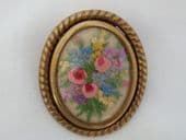 1940s - 1950s Small Sized Hand Embroidered Brooch - Floral design (sold)