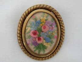 1940s - 1950s Small Sized Hand Embroidered Brooch - Floral design (sold)
