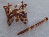 1940s Butterfly Barrette Hair Ornament plus Kirby Grips - On Card (SOLD)