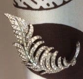 1940s Curled Leaf Brooch set with Sparkling Diamante Jewels (sold)