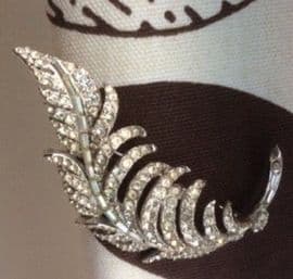 1940s Curled Leaf Brooch set with Sparkling Diamante Jewels (sold)