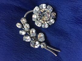 1940s Diamanté Brooch - Flower and Branch - Superb Quality