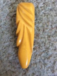 1940s Dress Clip -Carved Butterscotch Bakelite 1940s Dress Dress Clip in “V” Shape