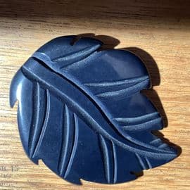 1940s Dress Clip - Leaf Shape Navy Blue Casein Dress Clip