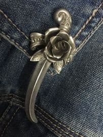 1940s Rose and Sword Brooch from USA - DESIGNER Signed Coro Pin