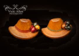 1940s Tyrollean Hat Buttons - Two - Wooden Novelty Buttons