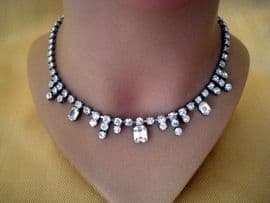1950's - 1960's Diamante Necklace with Rectangular Drop Detail (Sold)