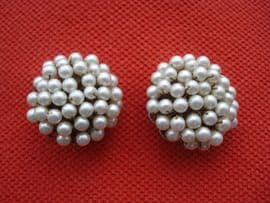 1950's - 1960's Faux Pearl Earclips signed Alice Caviness (SOLD)