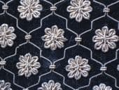 1950's  Black Velvet Clutch Purse with Silver Thread Embroidery (SOLD)